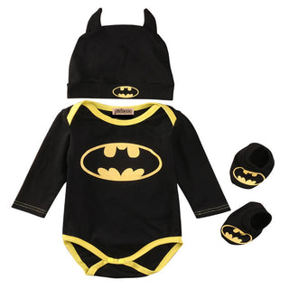 Pudcoco Hot sell Newborn Baby Boy Clothes Batman Cotton Romper+Shoes+Hat 3Pcs Outfits Set Bebes Clothing Set