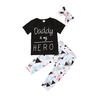 New 3pcs Baby Boy clothing Short Sleeve T-shirt + Leggings Pants + head Outfit clothing set