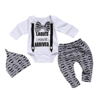 Newborn Clothing Set Baby Boys Set 3 Pcs Bow Tie Baby Clothes 0-18 Months Mustache Print Cute Long Sleeve Baby Set