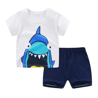 Cartoon Shark New Born Baby Boy Fashion Clothing Outfits Baby Girl Casual Clothing Sets
